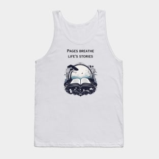 Reading with magical world of trees and birds Tank Top